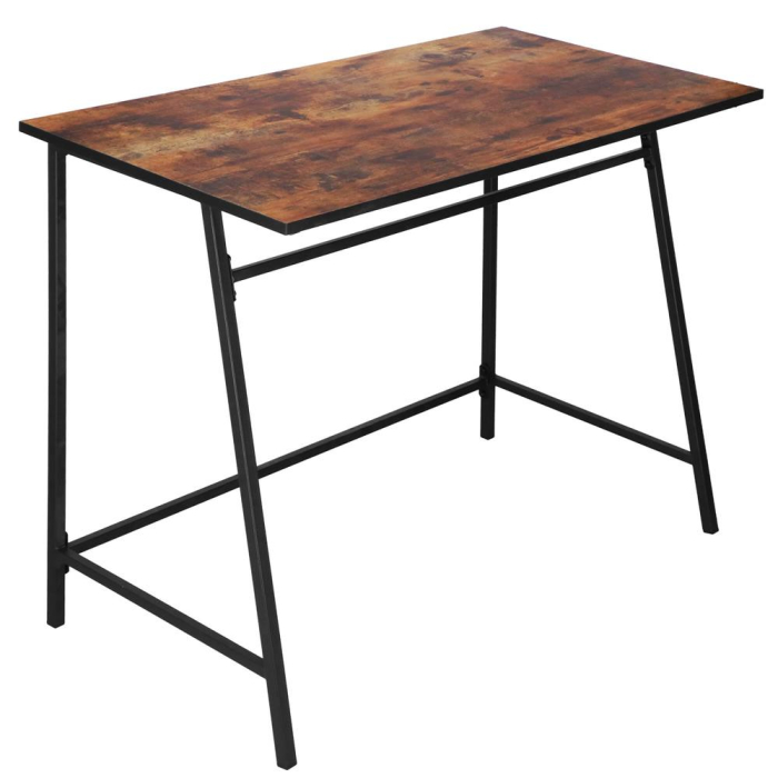 Birou tip masa laterala, cu cadru din otel, 50x100x76 cm, industrial, maro [2]