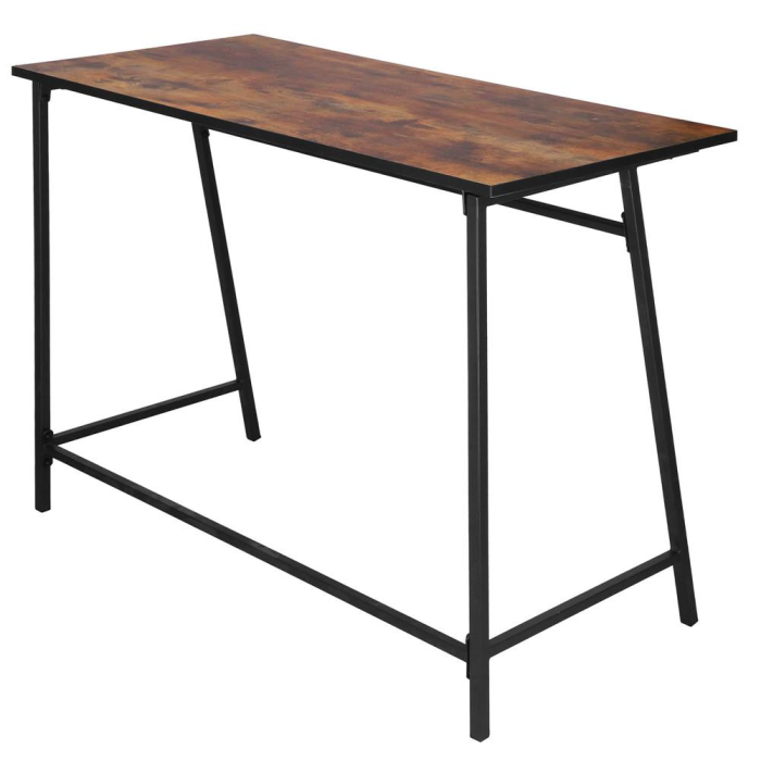 Birou tip masa laterala, cu cadru din otel, 50x100x76 cm, industrial, maro [10]