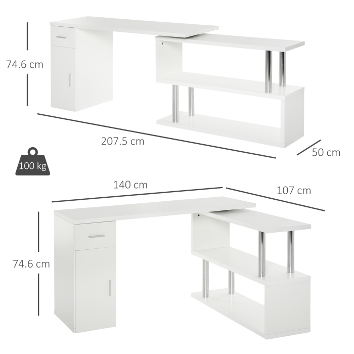  birou unghiular modern, din lemn, 140x107x74.6 cm [3]