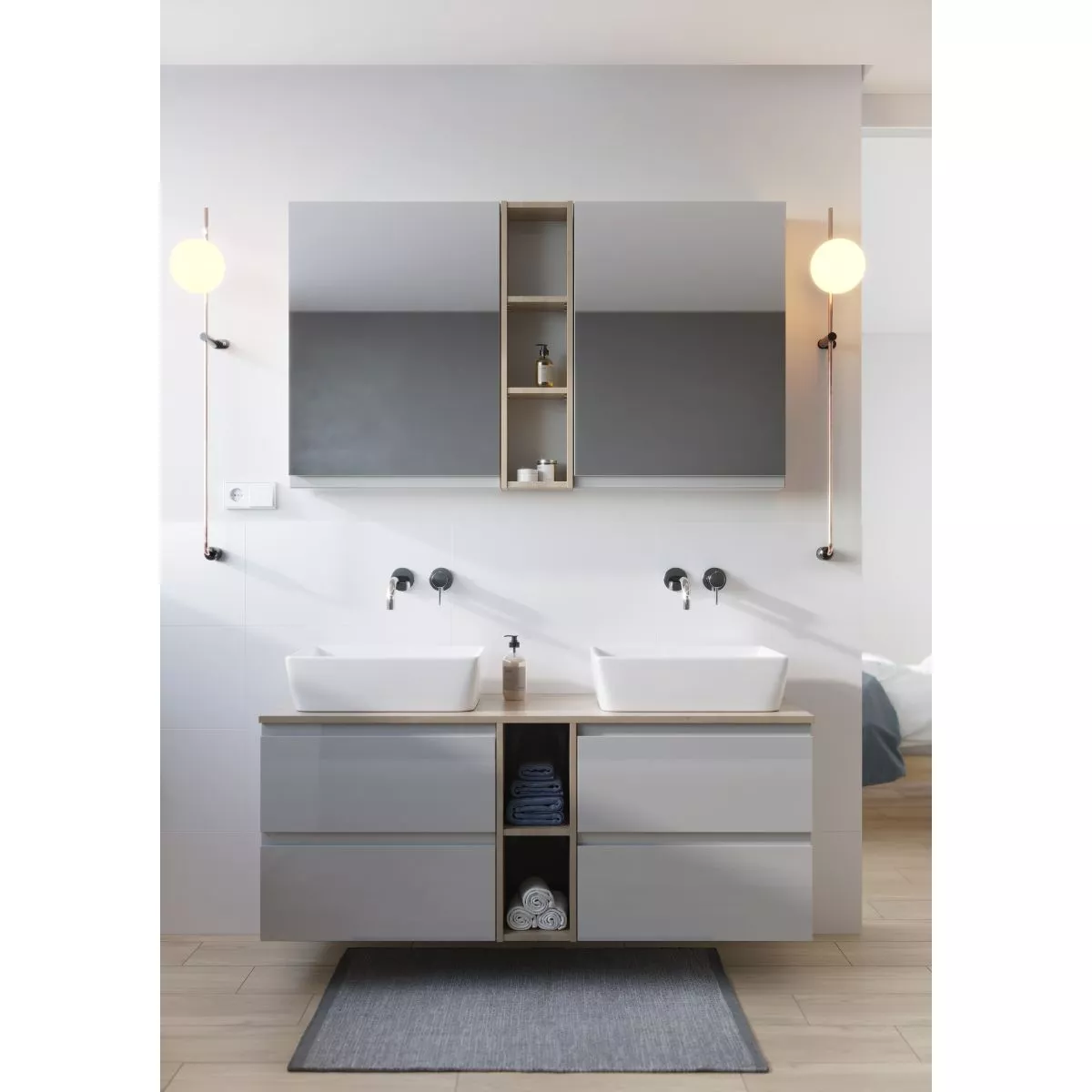 Blat lavoar Cersanit Moduo, 80 x 45 cm, MDF, mat, maro, S590-023 [6]