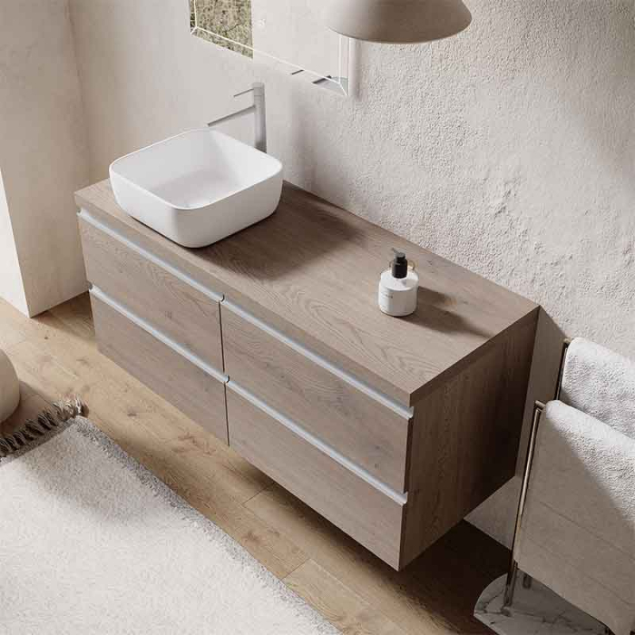 Blat mobilier baie Fluminia, 120x46cm, compatibil Genova, noce americano [4]