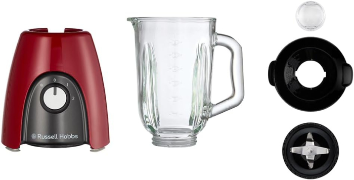 Blender de bucatarie Russell Hobbs 27120-56 Desire, 850W, 1.5L sticla, 2 viteze + puls, lame inox, lavabil la masina de spalat vase, Rosu [10]