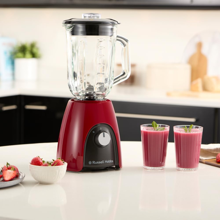 Blender de bucatarie Russell Hobbs 27120-56 Desire, 850W, 1.5L sticla, 2 viteze + puls, lame inox, lavabil la masina de spalat vase, Rosu [8]