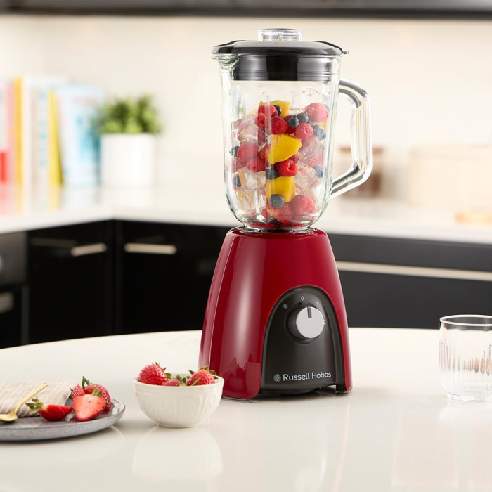 Blender de bucatarie Russell Hobbs 27120-56 Desire, 850W, 1.5L sticla, 2 viteze + puls, lame inox, lavabil la masina de spalat vase, Rosu [7]