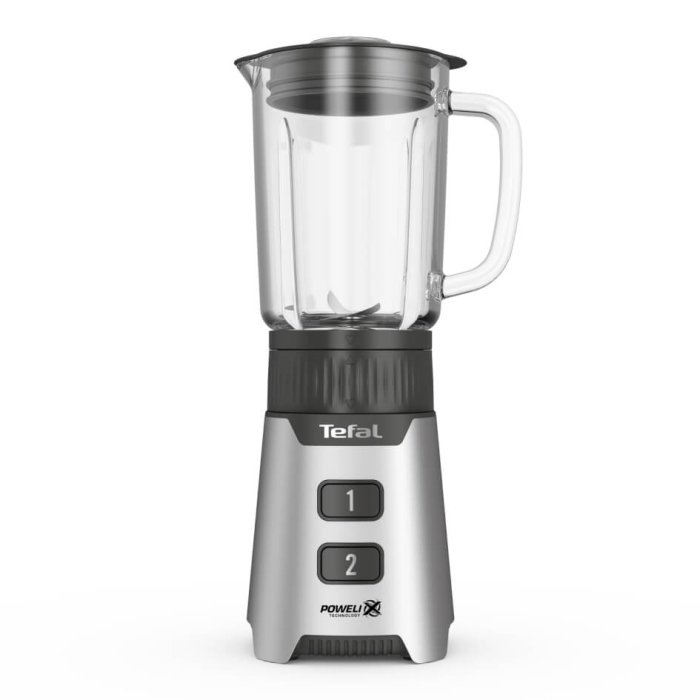 Blender Tefal Minimix BL16GE30, 400W, 2 trepte de viteza, recipient termorezistent 0.7 L, recipient portabil 0.6 L, lame detasabile Powelix, arginti [3]