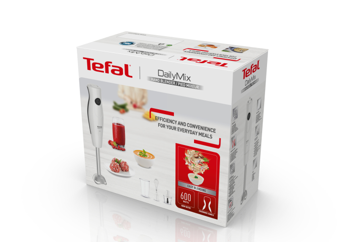 Blender vertical DailyMix HB533138, 600 W, o treapta de viteza, tocator 0.5 L, tel, protectie antistropire, maner ergonomic, recipient 0.8 L, alb [10]