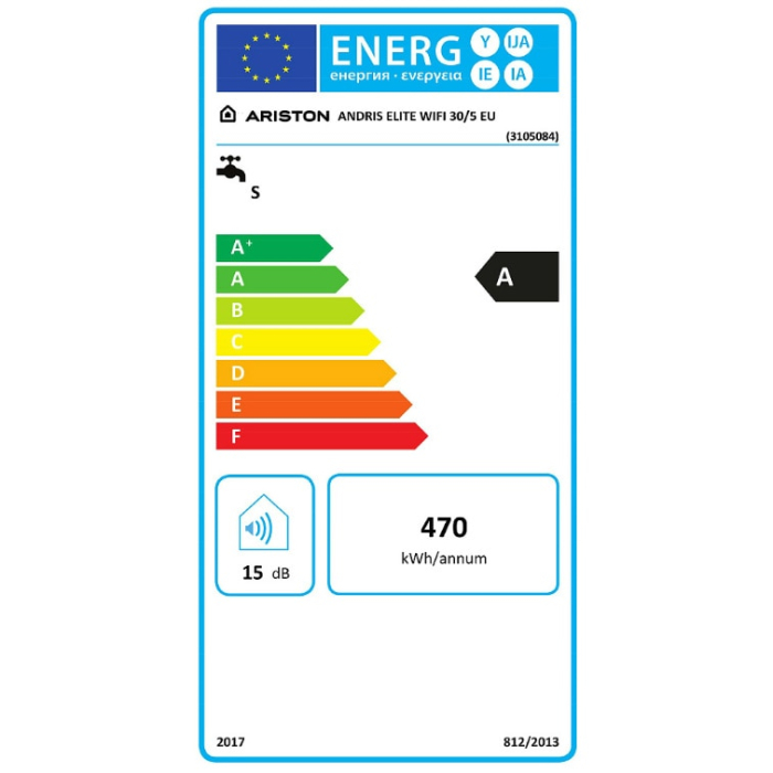 Boiler electric Ariston Andris Elite WiFi 10/5 EU, 10l, 1200W, butoane soft touch, control vocal, clasa energetica A, Montare deasupra chiuvetei, 360x360x298mm, Alb [5]