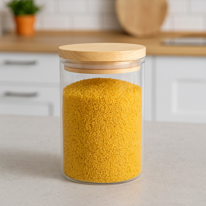 Borcan etans 5Five din sticla borosilicata cu capac lemn natural, 0.6 l, transparent [6]