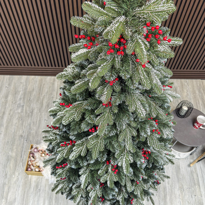Brad artificial, Alexima Elite, verde nins cu merisoare, mix 2D+3D, 230 cm [3]