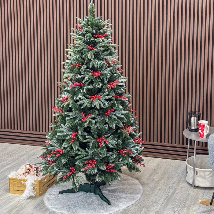 Brad artificial Sersimo, Miahelene Elite, verde nins cu merisoare, mix 2D+3D, 180 cm [16]