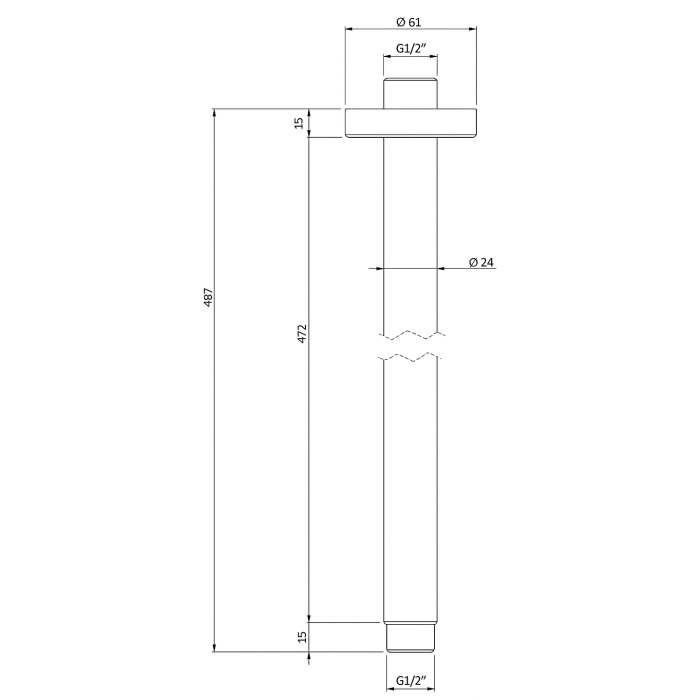 Brat de dus Remer Rubinetterie Wellness 347N50, 500 mm, montaj fix, compatibil para dus patrata/rotunda, alama cromata [3]