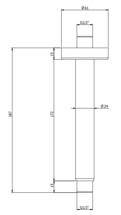 Brat de dus tavan Remer Rubinetterie 347N20, montaj tavan, alama cromata, lungime 200 mm, crom [2]