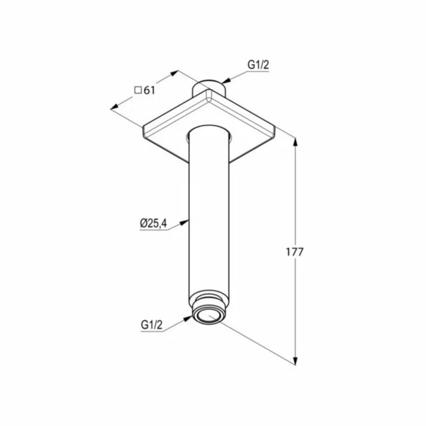 Brat de dus vertical Kludi A-QA 15 cm crom masca patrata [2]