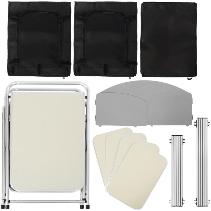 Bucatarie de camping pliabila cu 3 blaturi MDF, cadru aluminiu, portabila pentru exterior, 175x45x110 cm, gri [3]