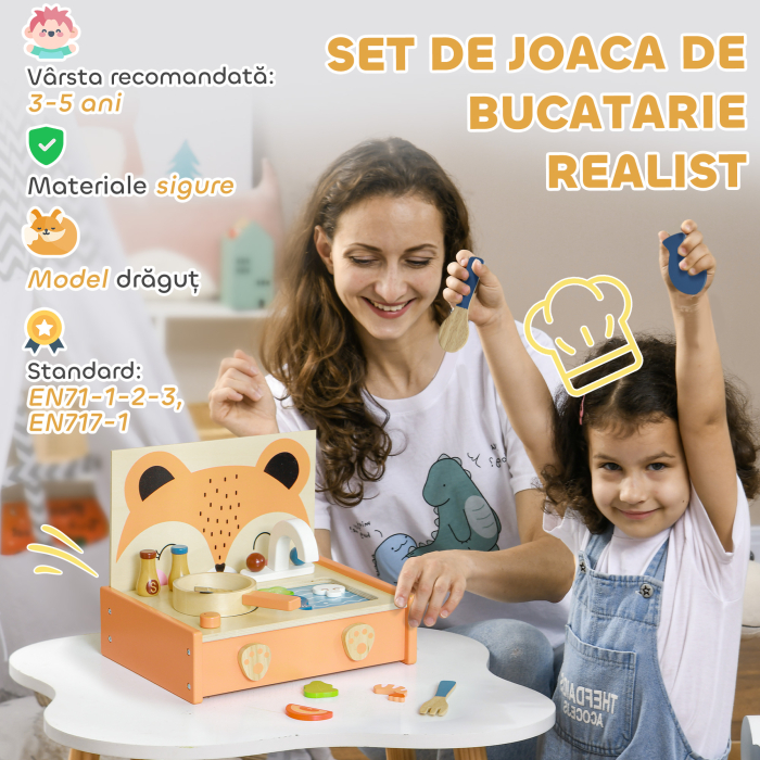  Bucatarie Jucarie Copii - Cu Plita & 12 Accesorii, 3-5 Ani [4]