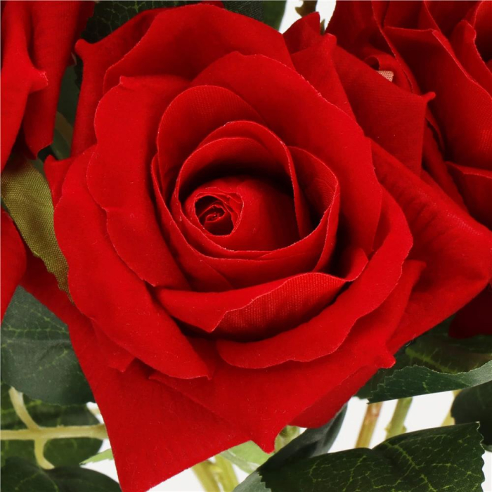 Buchet de flori artificiale din poliester, 6 fire trandafiri, 55cm, rosu [9]