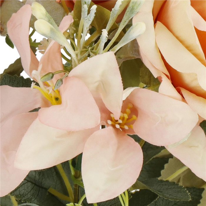 Buchet de flori artificiale din poliester, 9 fire trandafiri, 40cm, roz [9]