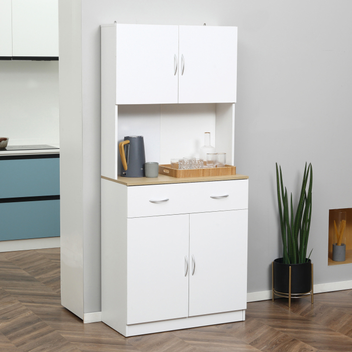  Bufet Bucatarie Alb 80×40×180 cm - Cu Dulap si Sertar [2]
