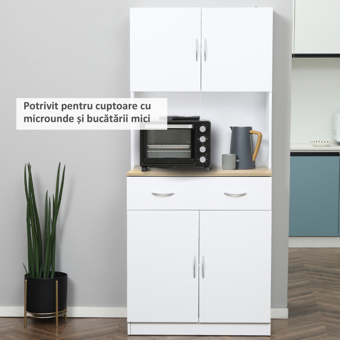  Bufet Bucatarie Alb 80×40×180 cm - Cu Dulap si Sertar [6]
