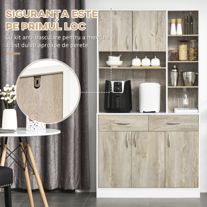  Bufet Bucatarie Alb & Lemn - Compartimentare Moderna & Practica [7]
