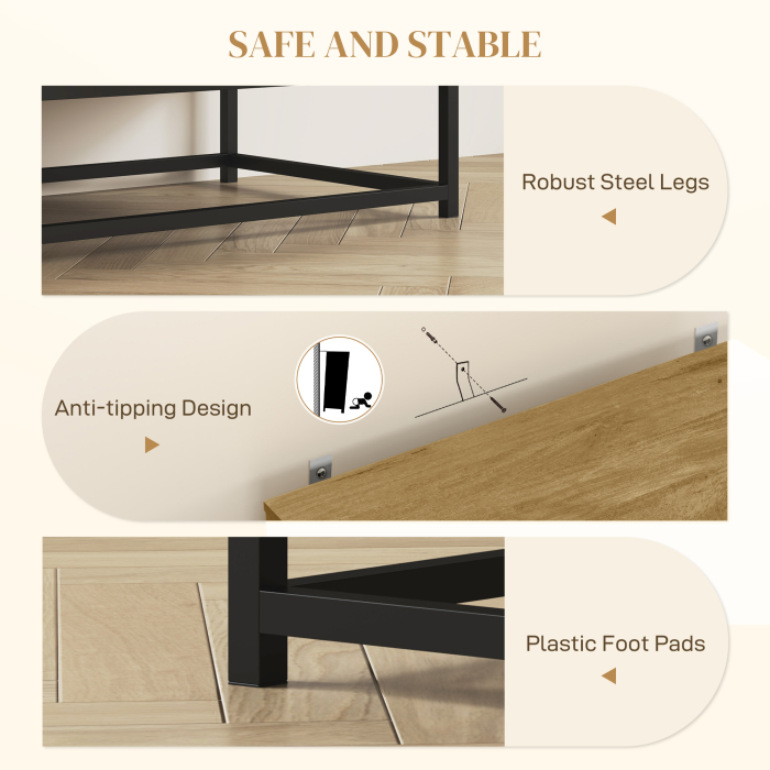  Bufet Bucatarie, Dulap Depozitare cu 2 Nivele si Raft Reglabil, Mobilier Pal Melaminat Lemn Natural, 80×40×78 cm [6]