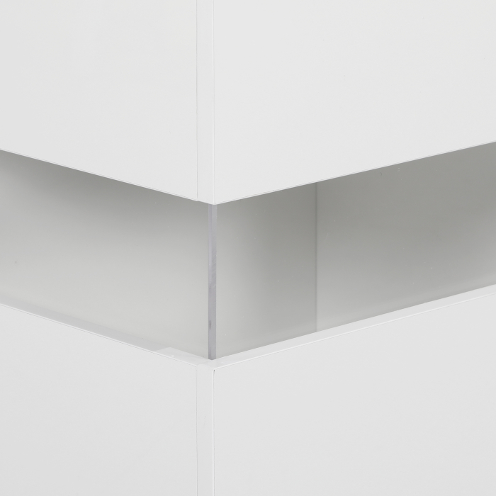  Bufet cu Lumini LED Reglabile prin Telecomanda, Mobilier de Sufragerie cu 4 Sertare si 2 Dulapuri, 120x34x70 cm, Alb [9]
