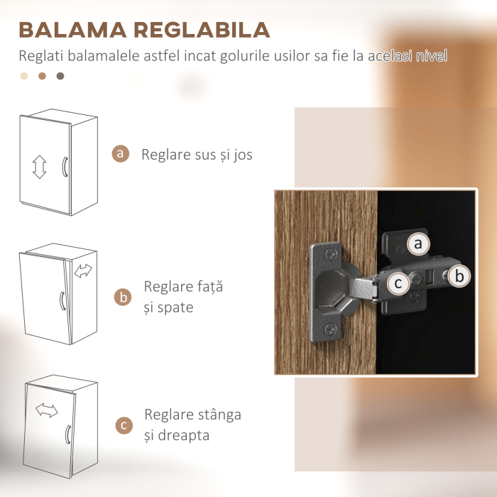  Bufet de Bucatarie din Lemn cu 2 Dulapuri cu Usi Duble si Sertar, 80x40x180 cm, Negru si culoare Lemn [7]