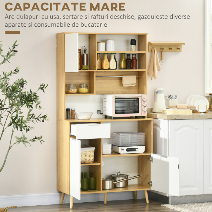  Bufet de bucatarie din PAL cu dulapuri, sertare, rafturi reglabile si cuier, 93x40x180 cm [4]