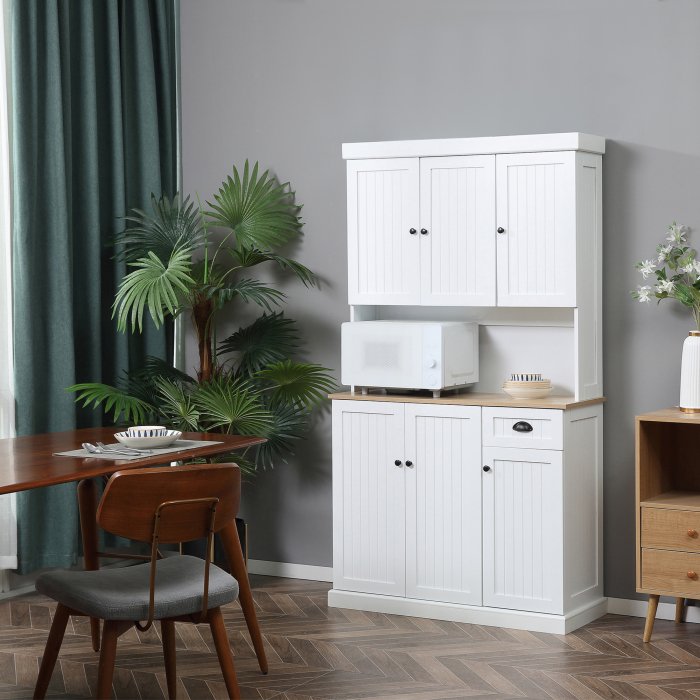  Bufet de Bucatarie, spatii de depozitare multiple, blat pentru cuptor si design modern, Alb [2]