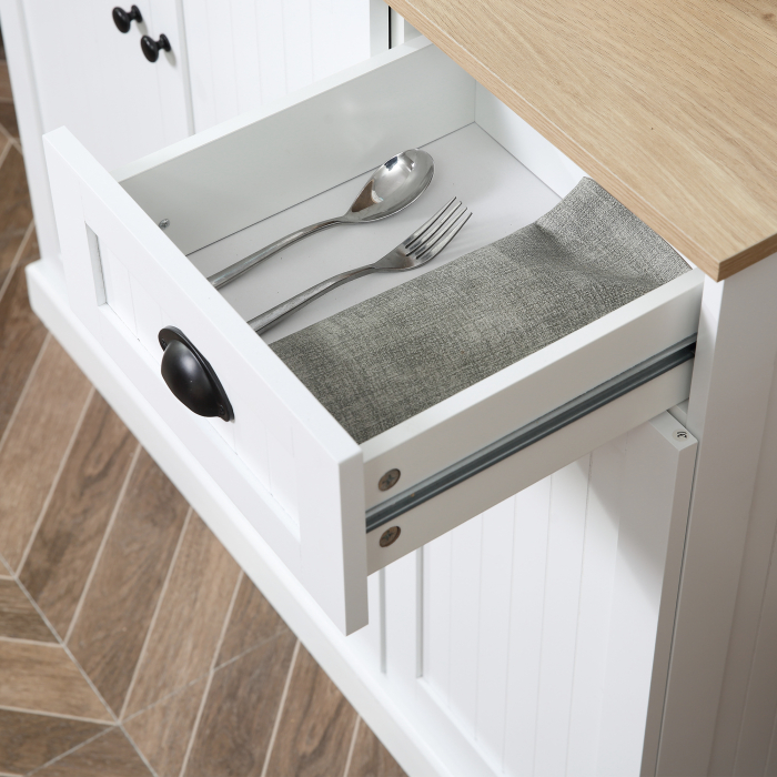  Bufet de Bucatarie, spatii de depozitare multiple, blat pentru cuptor si design modern, Alb [9]