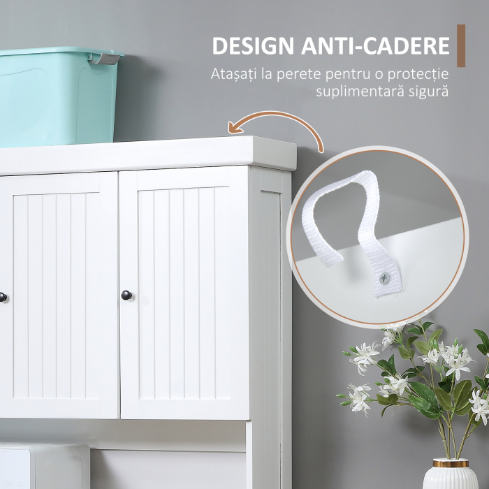  Bufet de Bucatarie, spatii de depozitare multiple, blat pentru cuptor si design modern, Alb [5]