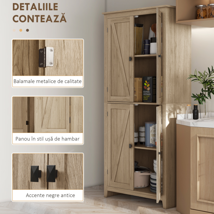  Bufet Lemn Natural - 4 Usi cu Rafturi Reglabile [7]