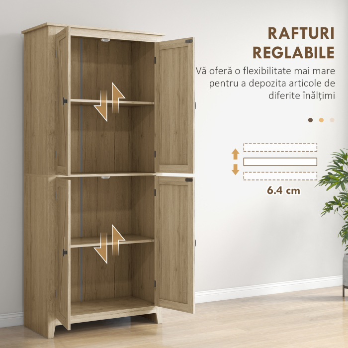  Bufet Lemn Natural - 4 Usi cu Rafturi Reglabile [5]