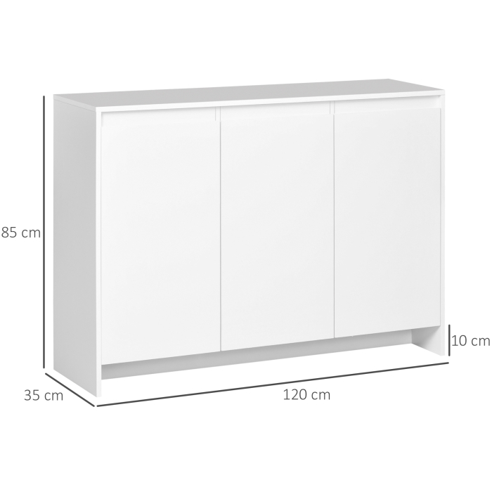  Bufet Modern cu 12 Rafturi Interioare  din PAL pentru Bucatarie, Sufragerie si Hol, 120x35x85 cm, Alb [3]