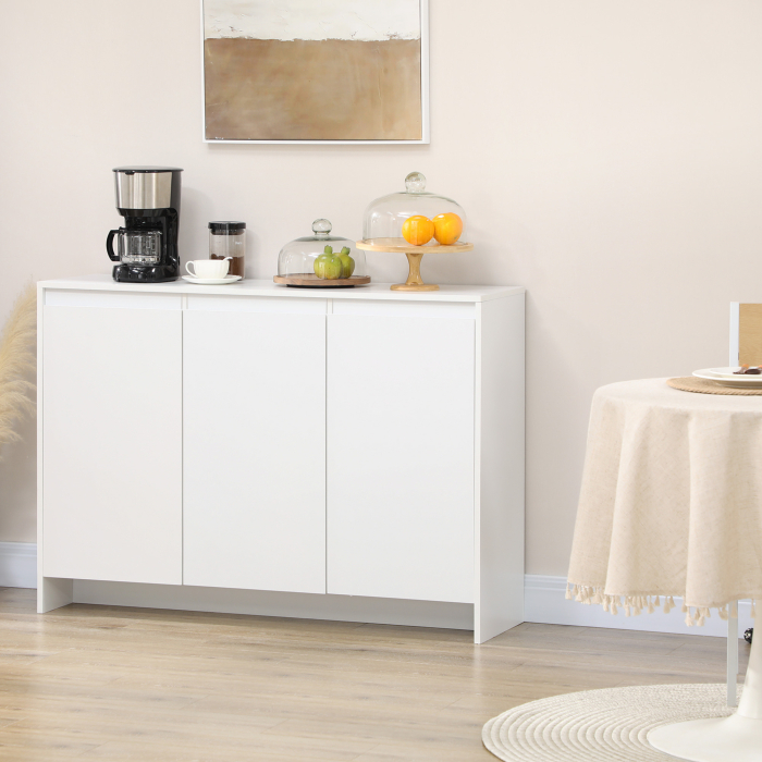  Bufet Modern cu 12 Rafturi Interioare  din PAL pentru Bucatarie, Sufragerie si Hol, 120x35x85 cm, Alb [2]