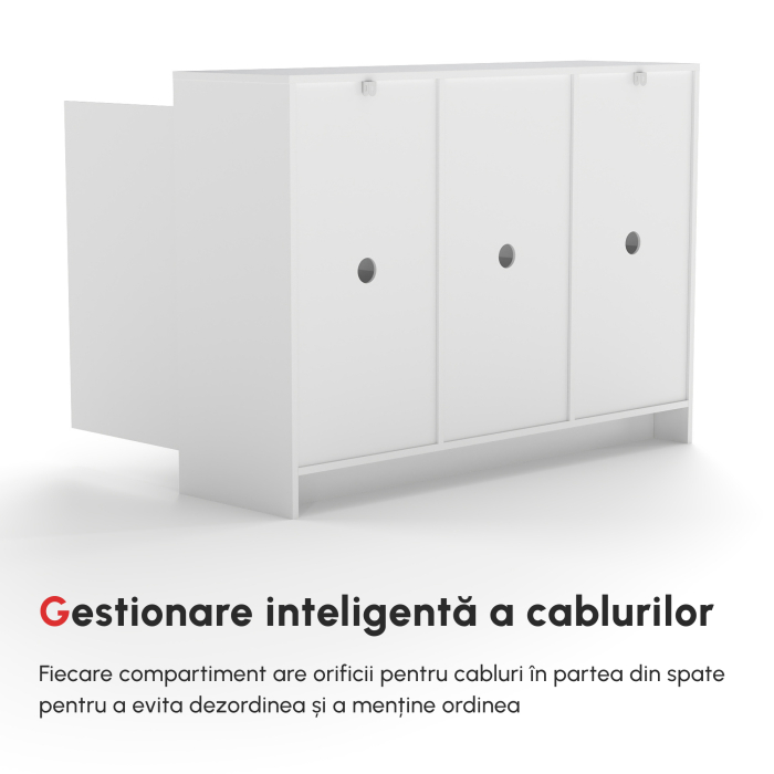  Bufet Modern cu 12 Rafturi Interioare  din PAL pentru Bucatarie, Sufragerie si Hol, 120x35x85 cm, Alb [5]