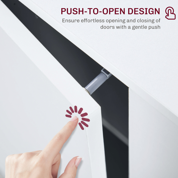  Bufet Modern cu 2 Dulapuri si 3 Rafturi, Mobilier Multifunctional din Lemn, 107x40x80 cm, Alb [5]