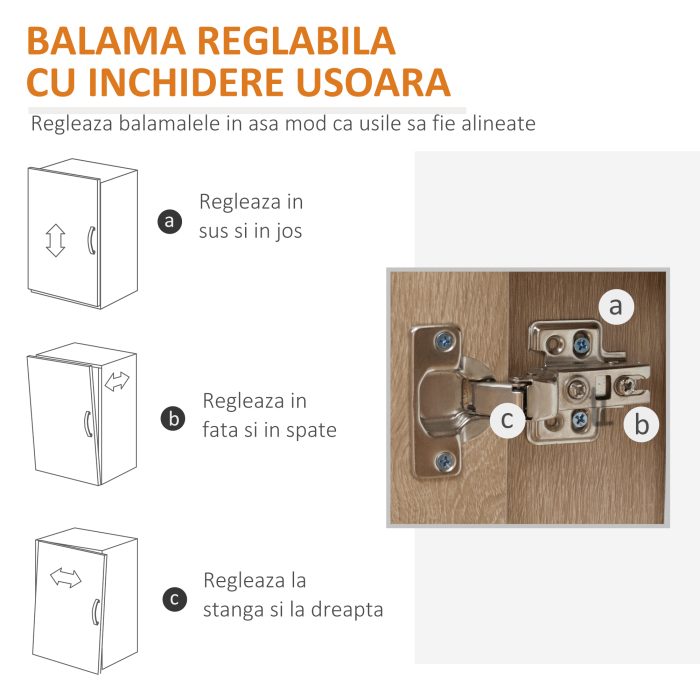  Bufet modern cu dulap de depozitare, cu sertar si raft reglabil pentru living, dormitor, hol, natural [6]