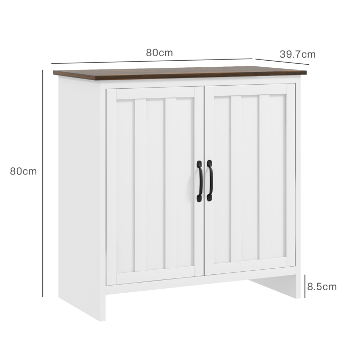  Bufet Modern pentru Bucatarie, Mobilier cu 2 Usi si Raft Reglabil din Lemn, 80x39,7x80 cm, Alb [3]