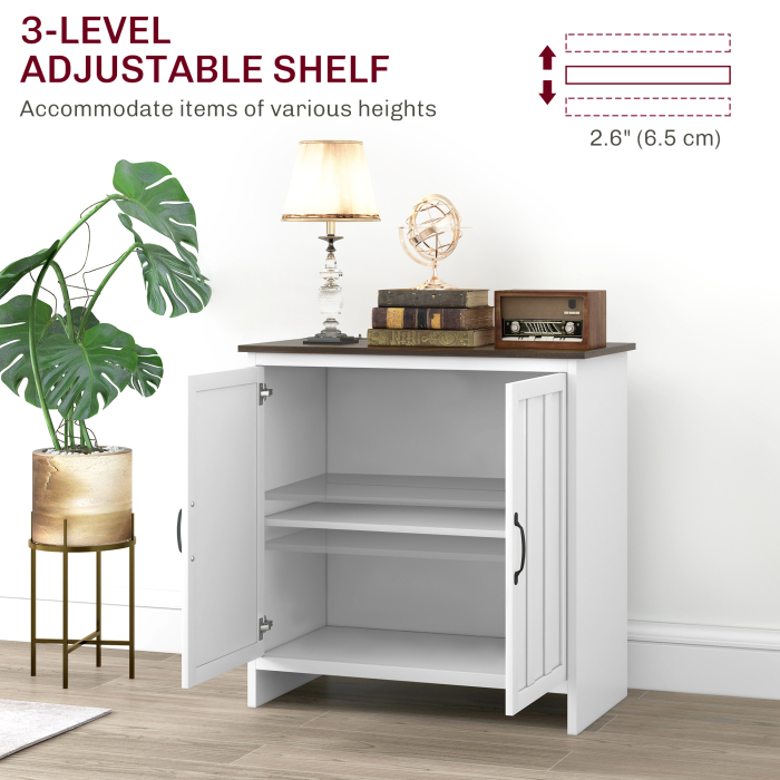  Bufet Modern pentru Bucatarie, Mobilier cu 2 Usi si Raft Reglabil din Lemn, 80x39,7x80 cm, Alb [4]