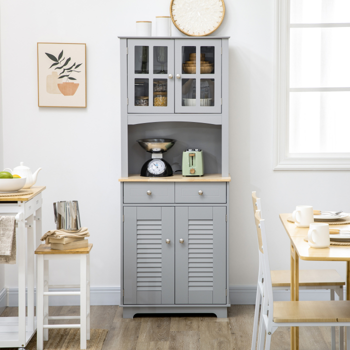  Bufet pentru Bucatarie, Mobilier din MDF, Dulap de Bucatarie in Stil Clasic, Gri, 68x39.5x170 cm [8]