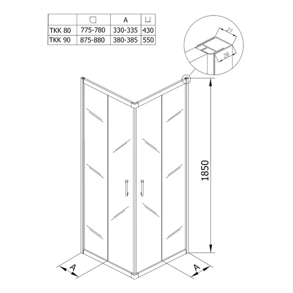 Cabina de dus patrata cu usi glisante Kolpasan Eco Quat 80x80 [2]