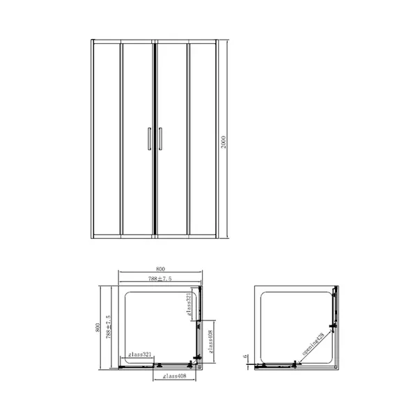 Cabina de dus patrata Mediterraneo Hector N cu usi culisante 80x80 cm crom [3]