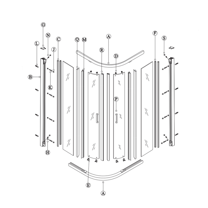 Cabina de dus Sanswiss, Ocelia, semirotunda 90 x 90 cm, cu acces pe mijloc, crom lucios [2]