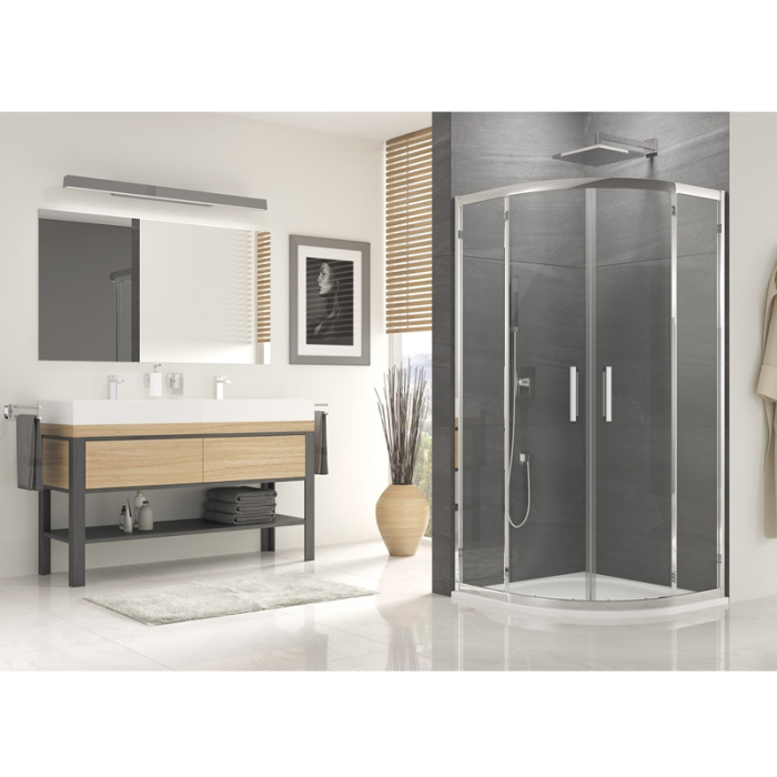 Cabina de dus Sanswiss, Ocelia, semirotunda 90 x 90 cm, cu acces pe mijloc, crom lucios [3]