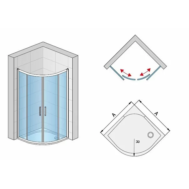 Cabina de dus semirotunda cu usi glisante SanSwiss Ocelia 80x80 cm [2]