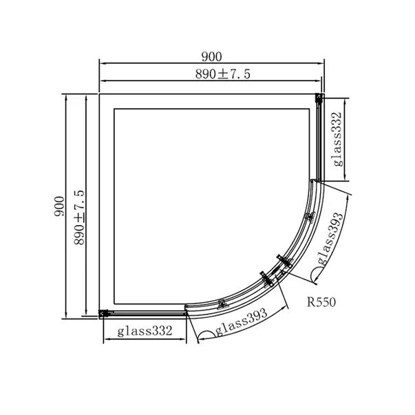 Cabina de dus semirotunda Mediterraneo Meda cu usi culisante 90x90 cm crom [3]