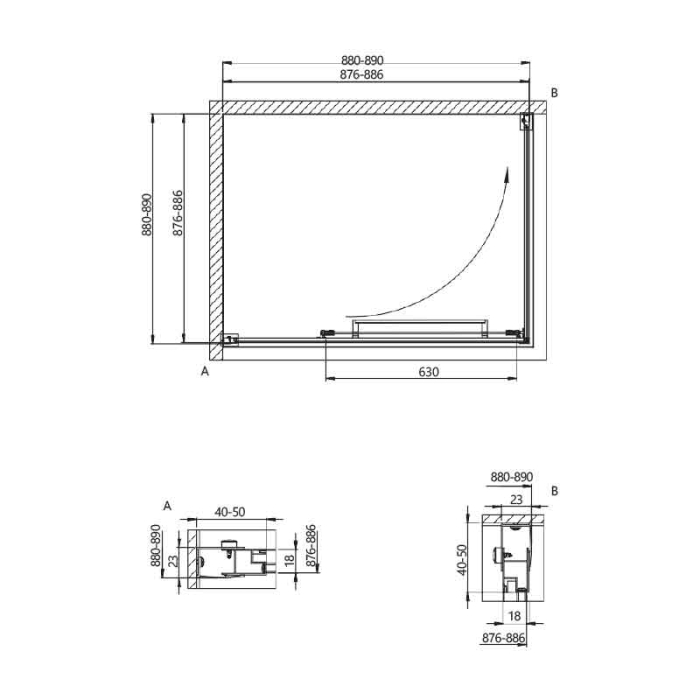 Cabina duș Kolpasan, Stellar Uni, 90 x 90 x h200, negru mat [4]