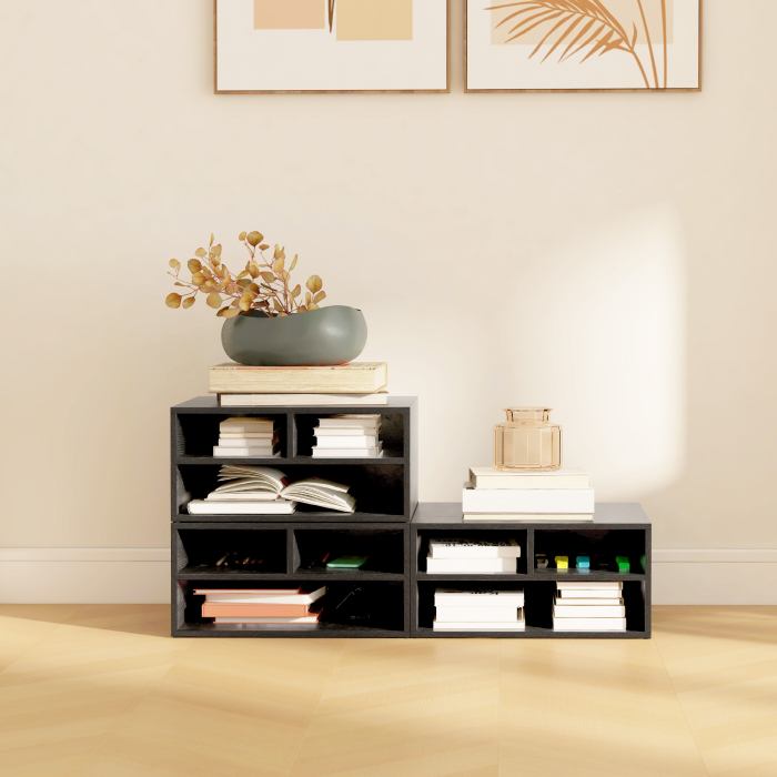  Cabinet pentru Imprimanta cu 2 Rafturi, Birou din Lemn si Cabinet de studiu cu Roti, 47x40x22.5 cm, Negru [7]