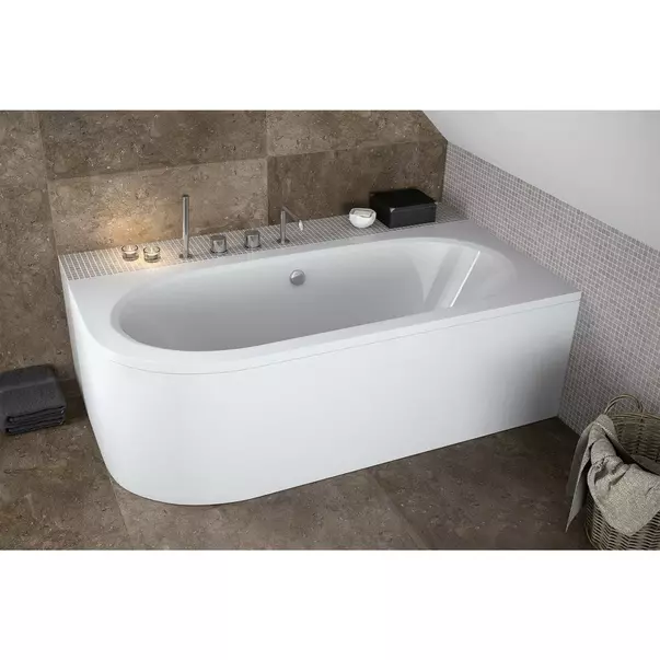 Cada asimetrica Besco Avita 180x80 cm alb lucios cu montaj dreapta [5]